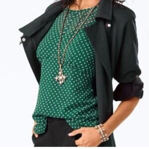 Cabi 3784 Flirt Sleeveless Blouse in Green Polka Dot Size‎ Small